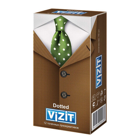 Презервативы латексные VIZIT Dotted, комплект 12 шт., с точками, 101010311