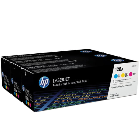 Картридж лазерный HP (CF371AM) LaserJet Pro CM1415/CP1525, №128A, оригинальный, КОМПЛЕКТ 3 цвета по 1300 страниц