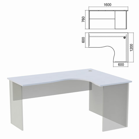 Стол компактный ЧАСТЬ 1 "Арго", 1600х1200х760 мм, правый, серый