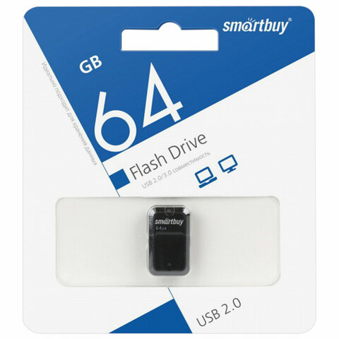 Флеш-диск 64 GB, SMARTBUY Art, USB 2.0, черный, SB64GBAK