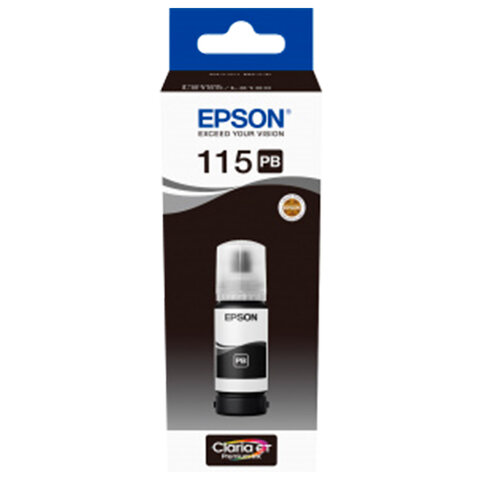 Чернила EPSON 115 (C13T07D14A) для СНПЧ L8160/L8180, черные фото, объем 70 мл, ОРИГИНАЛЬНЫЕ,  C13T07D14A