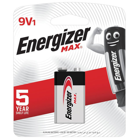 Батарейка ENERGIZER Max, Крона (6LR61, 6LF22, 1604A), алкалиновая, 1 шт., в блистере, E301531801