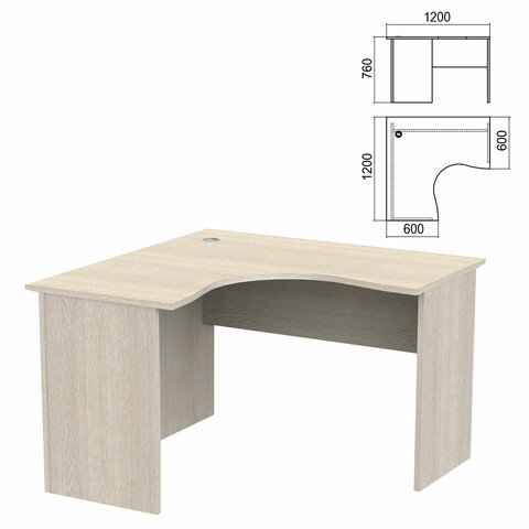Стол компактный "Арго", 1200х1200х760 мм, левый, ясень шимо (КОМПЛЕКТ)