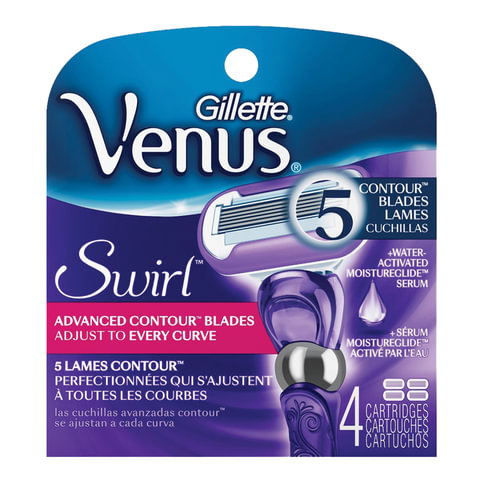 Сменные кассеты для бритья 4 шт., GILLETTE VENUS (Жиллет Винес) "Swirl", для женщин, VNS-81559824