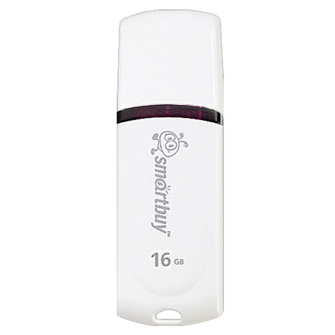 Флеш-диск 16 GB, SMARTBUY Paean, USB 2.0, белый, SB16GBPN-W