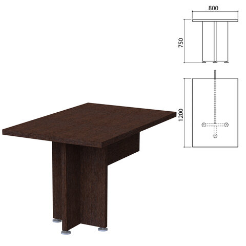 Стол приставной "Приоритет" 800х1200х750 мм, венге (КОМПЛЕКТ)